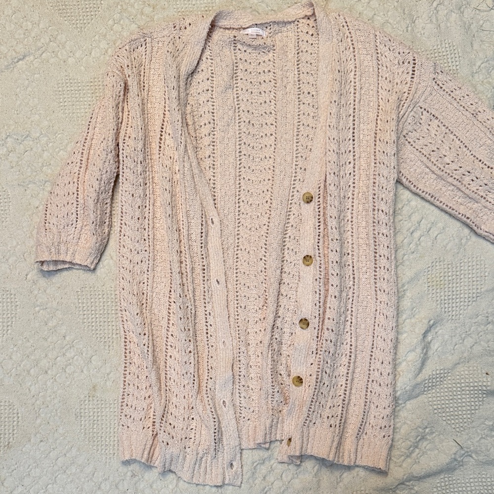 LC Lauren Conrad Cream Knit Cardigan